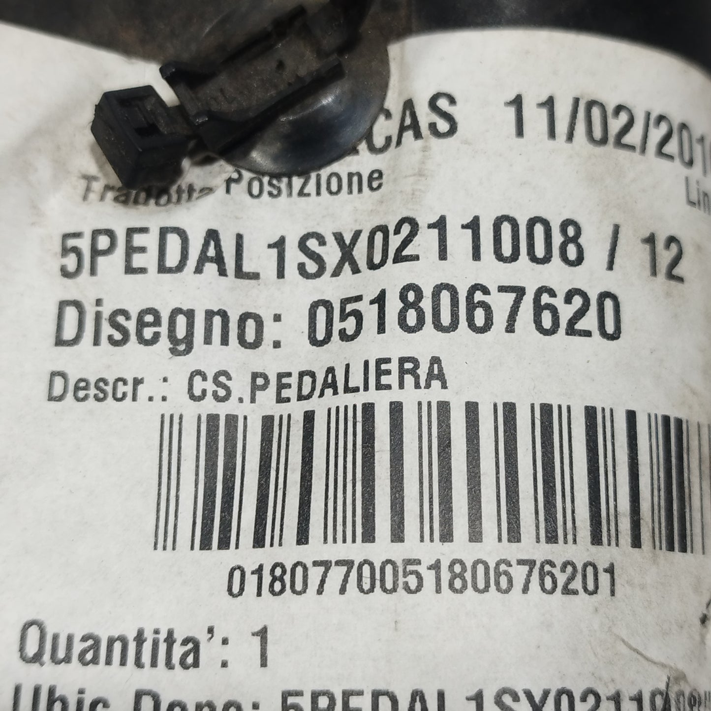 Pedaliera Alfa Romeo Giulietta 1.4TB 2014 Cod: 0518067620 ecoAC11164