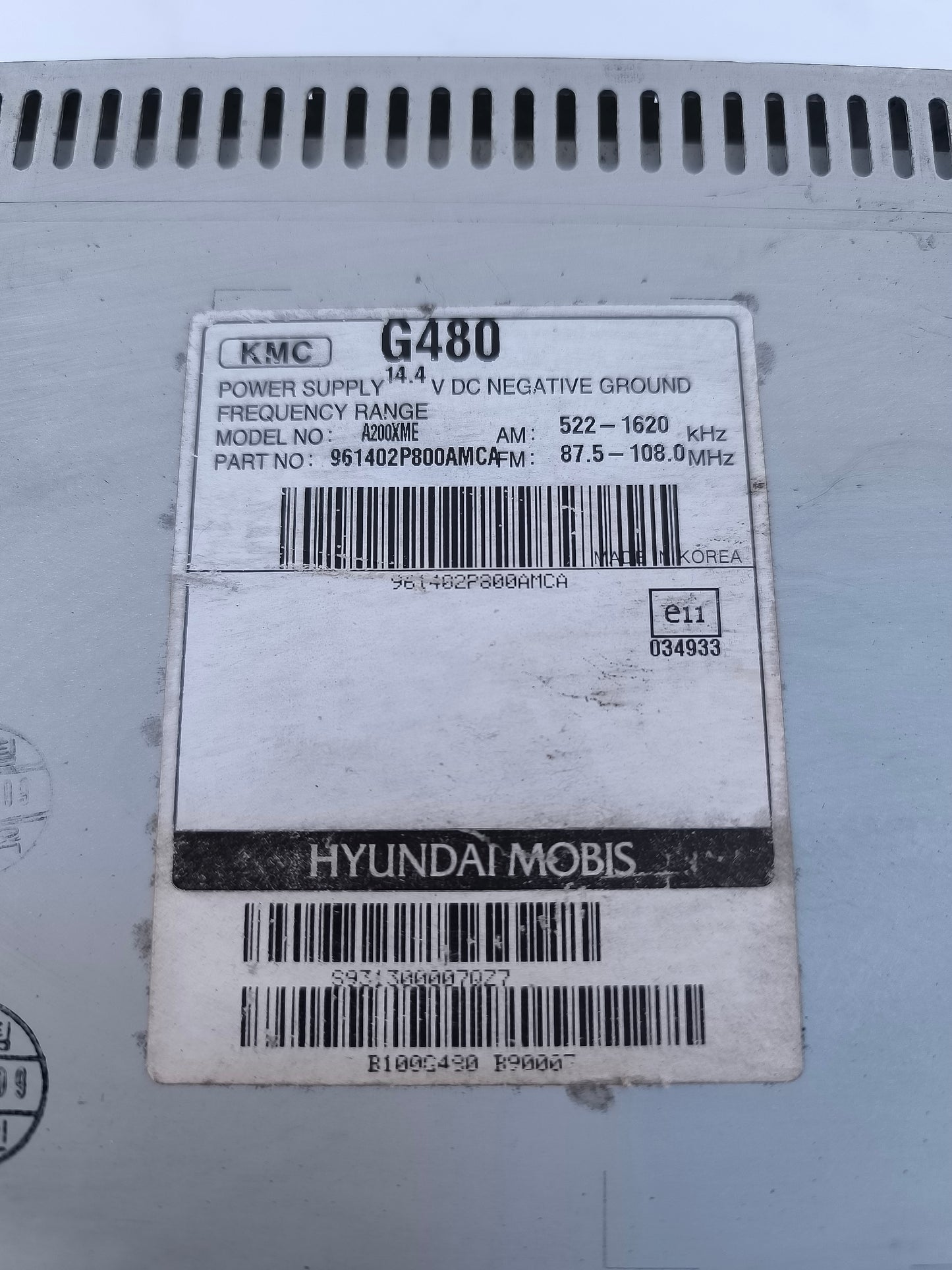 Autoradio Kia Sorento Anno 2012 Cod. Kmc G480 ecoAG6907