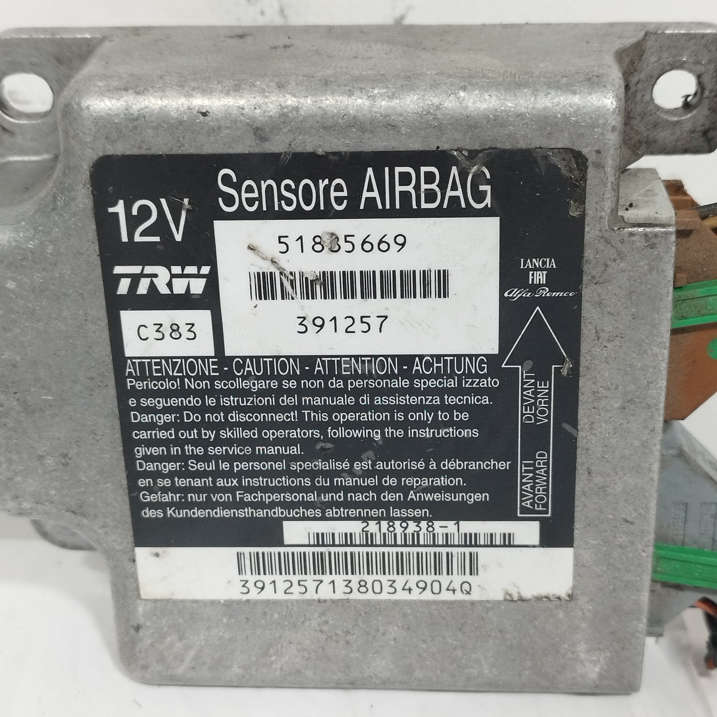Centralina airbag Fiat Panda 2006 cod: 51885669 ecoAC14880