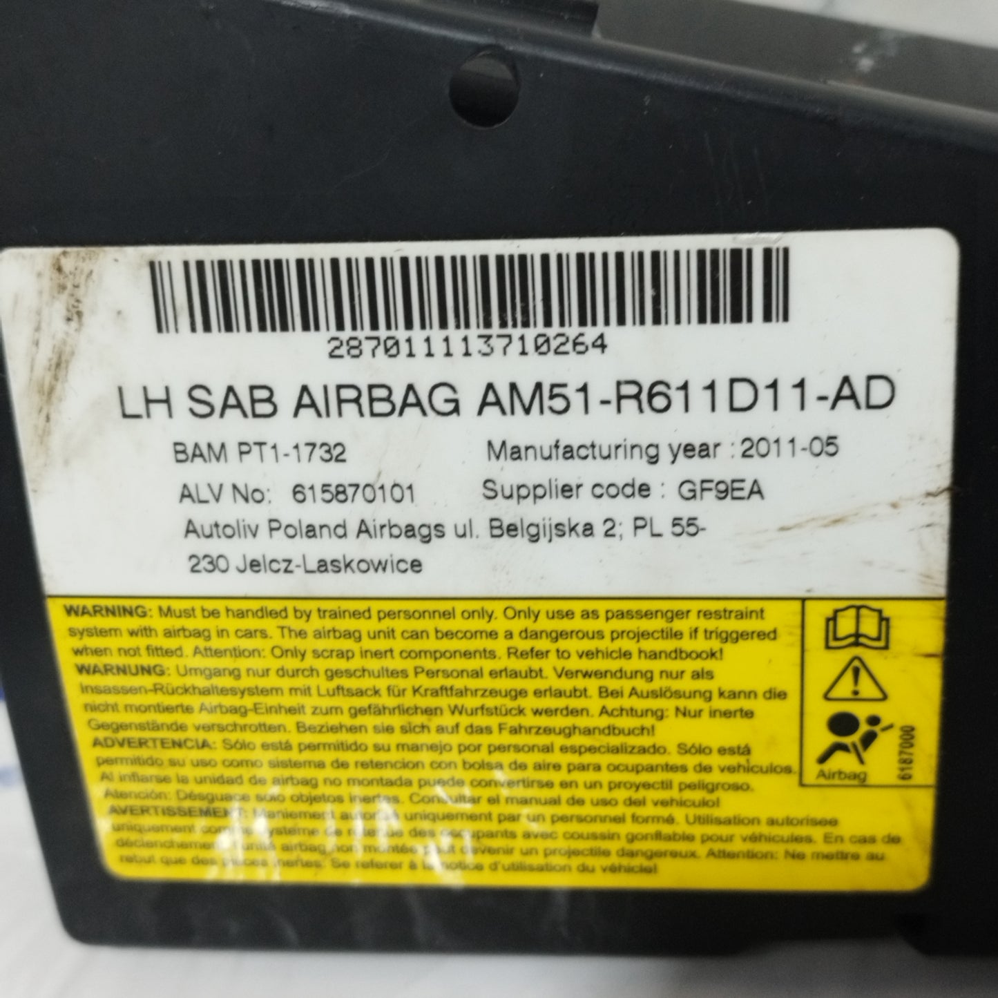 Komplettes Airbag-Set für Ford Focus 2011 ecoAC10987