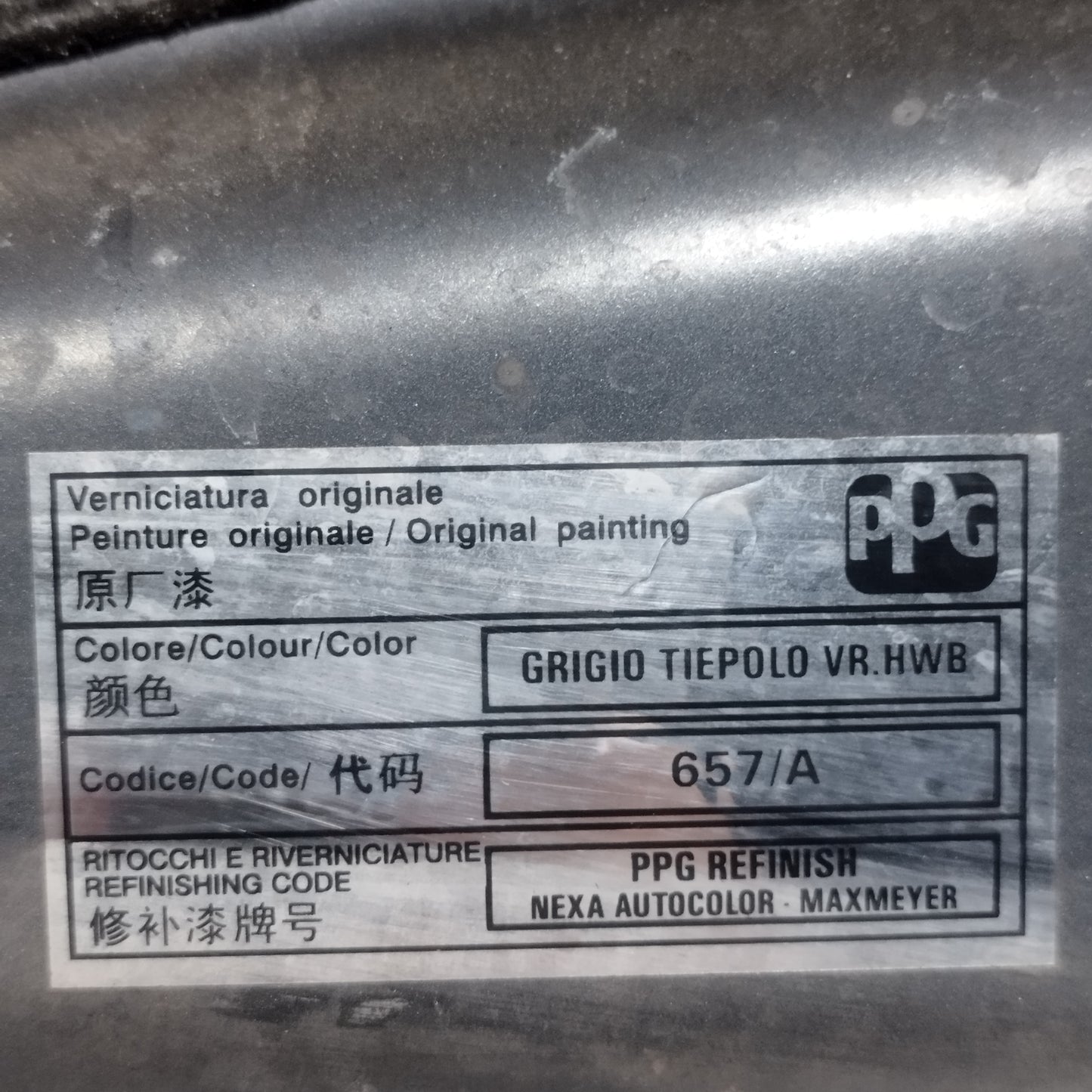 Cofano grigio tiepolo Lancia Musa 2009 ecoAC14660