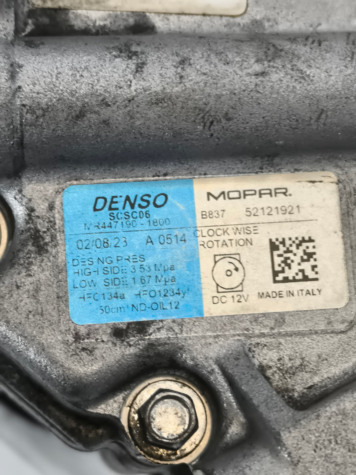 Compressore Aria condizionata Fiat Panda III / Lancia Ypsilon 1.0 Firefly Hybrid 70CV anno 2020-2024 DENSO cod: 52121921 ecoAG9889