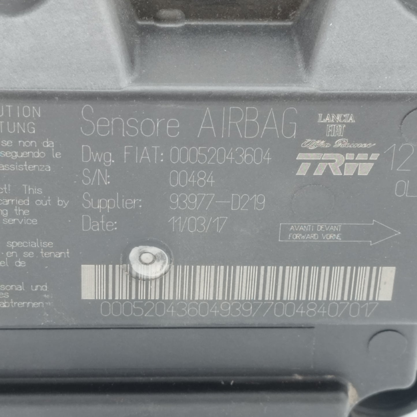 Kit airbag Fiat New Panda 2019 cod: 00052043604 ecoAC15674