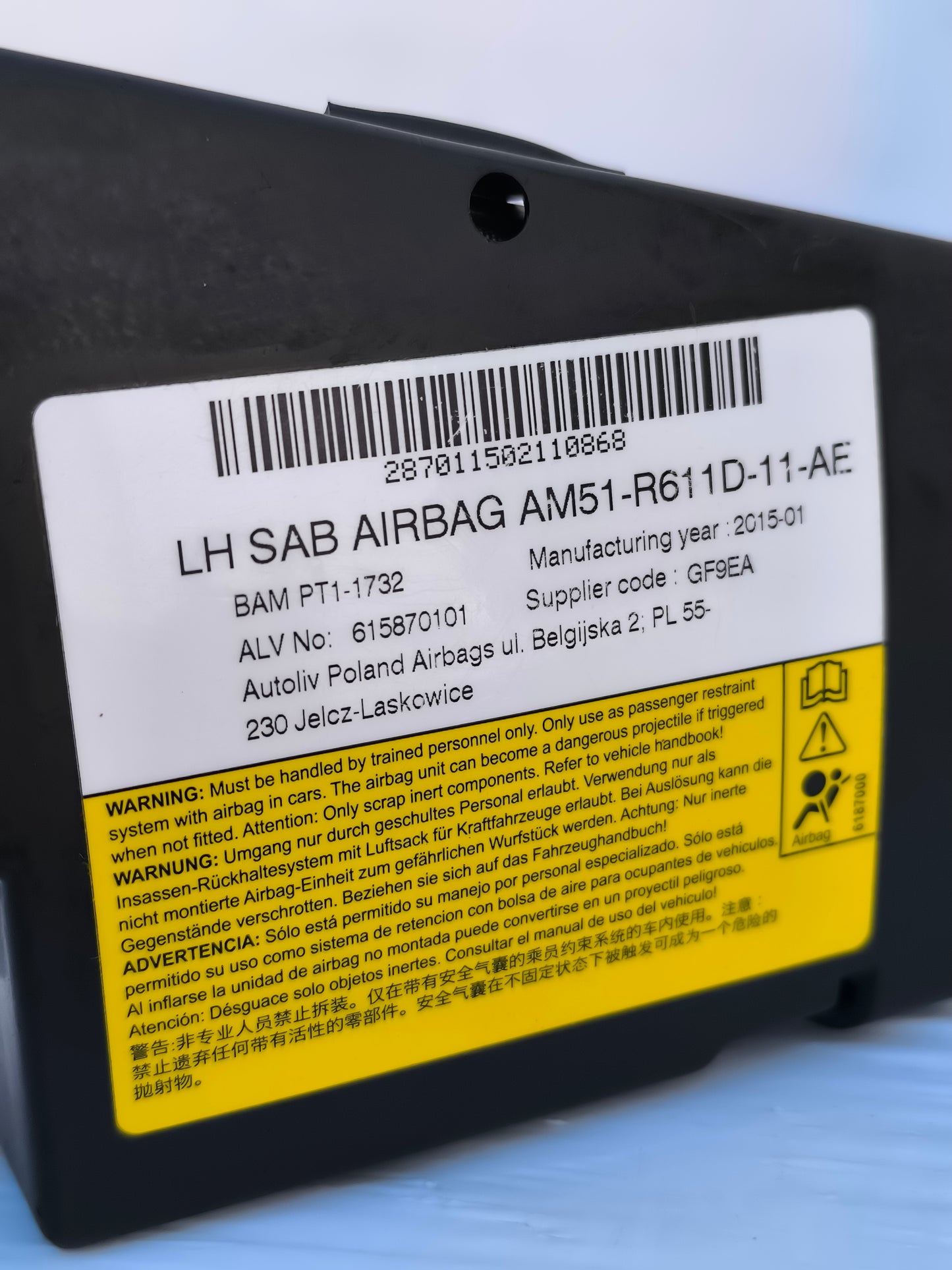 Airbag Sedile sx Ford Focus / C-Max anno 2015 cod. AM51-R611D-11-AE ecoAG7486