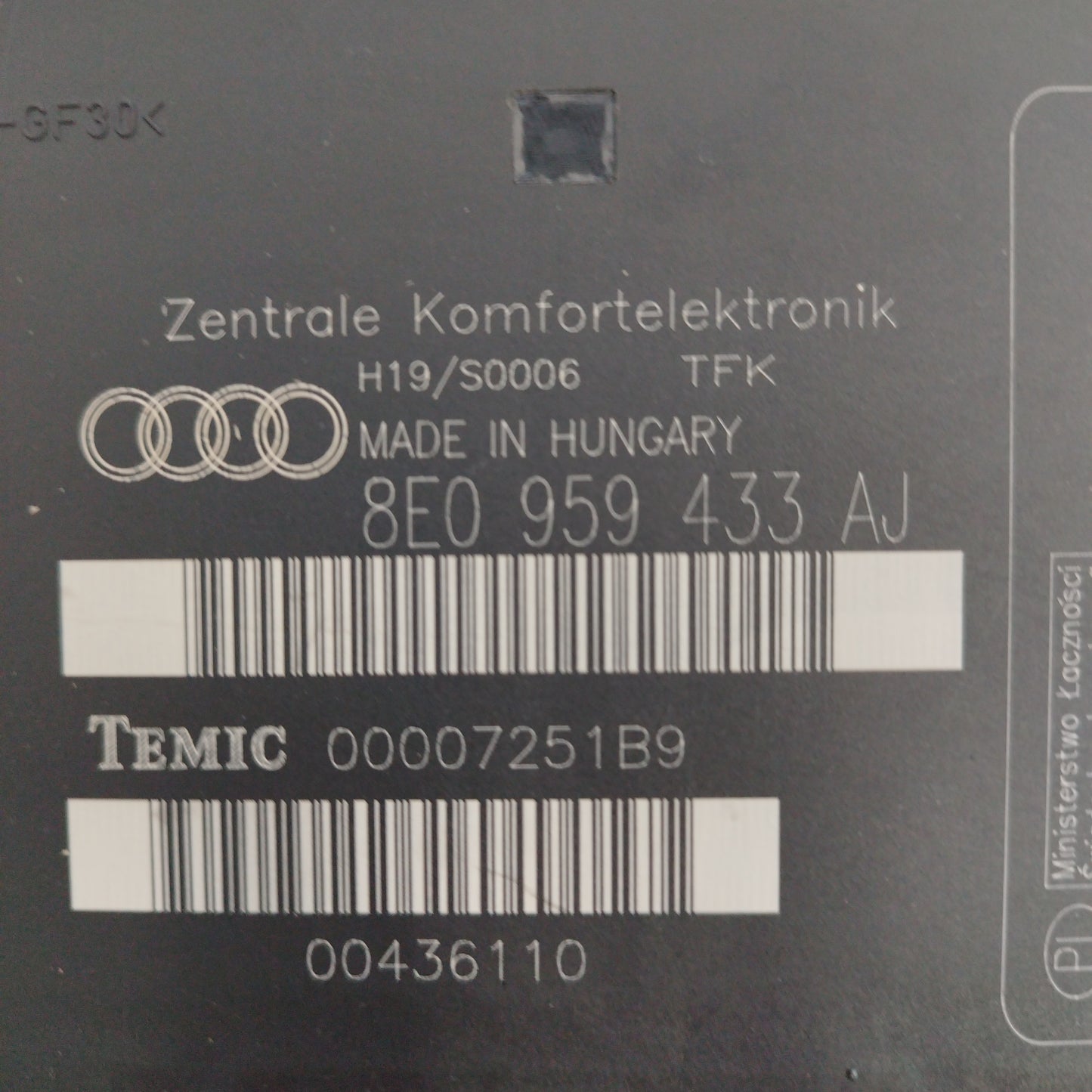 Centralina comfort Audi A4 2005 cod. 8E0959433AJ ecoAC195