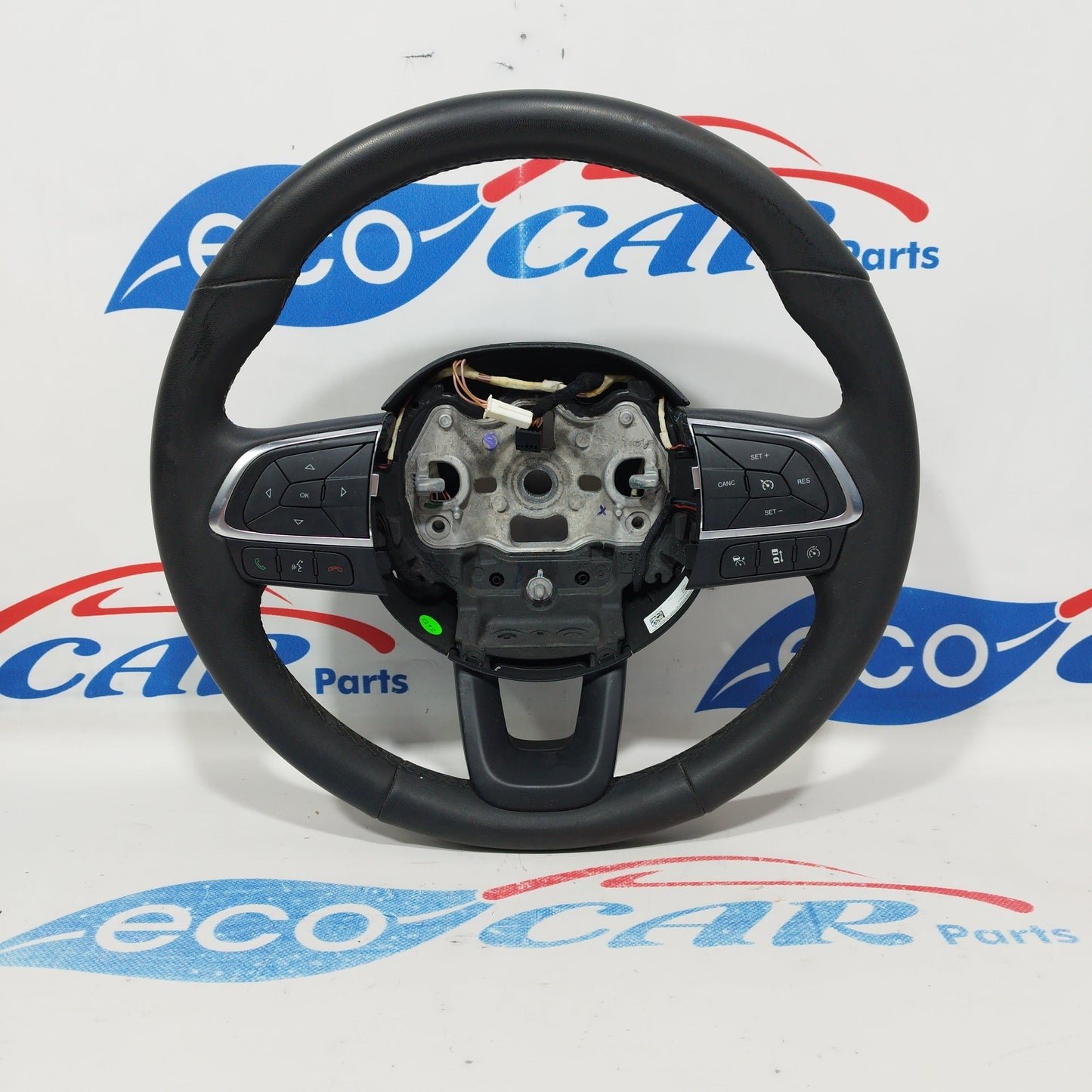 Leather steering wheel with fiat type 2017 controls with adaptive cruise control cod. 07357015410 ecoAC1675