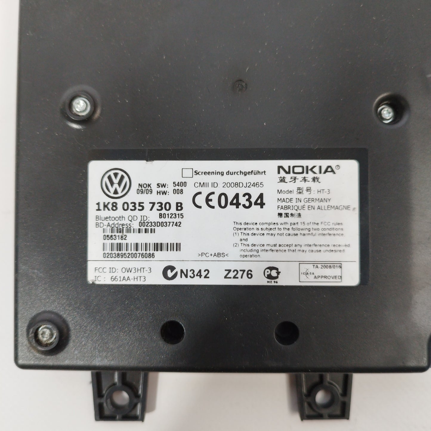 Centralina bluetooth Volkswagen Golf 6/ Passat 2009 codice 1k8035730b ecoAC2769